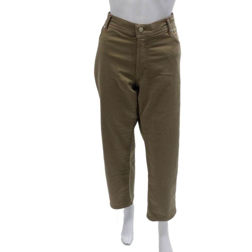 Pescarolo Unisex Brown Cropped Ankle Khakis Button 98% Cotton Size 56